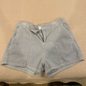 RVCA Women's Pastel Blue Striped High Waisted Shorts